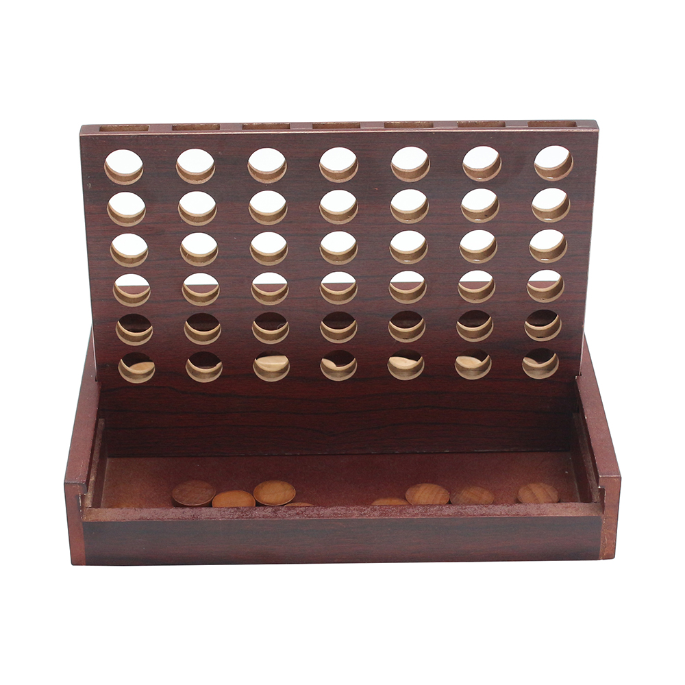 Wooden 4 in a Row Games - Four in a Row Wood Classic Family Fun Toys - Line Up 4 Board Games for Kids 10"*6.5"*1.5"