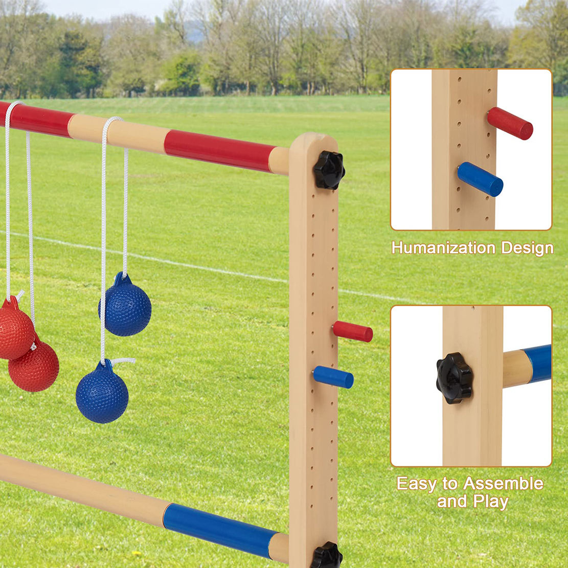  Ladder Toss Ball Game Ladder Golf Game with 6 Ball Bolas and Carrying Bag, Fun Game for Outdoor Lawn Backyard Party.