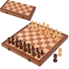 25 years Manufacturer 15" Wooden chess & Checkers SET Folding Board 3" King Height Chess Pieces Beech wood Vintage