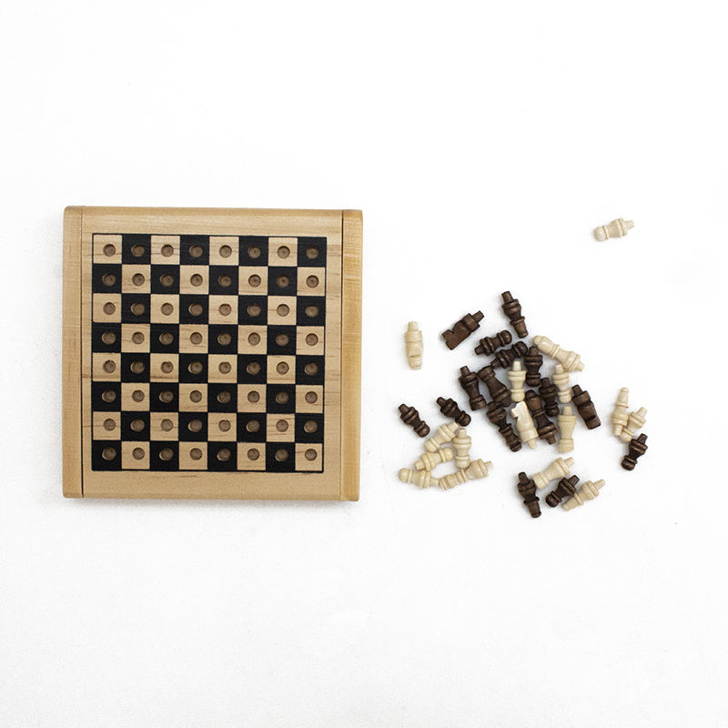 Mini Board Game Chess Set Wooden Chess Set Table Foldable Portable Chess