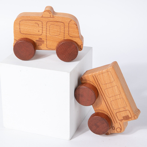 Wooden Cars for Toddlers 1-3 & Babies Wooden Pull Toy Baby Wooden Baby Rattle Teething Toys Montessori Wooden Toy