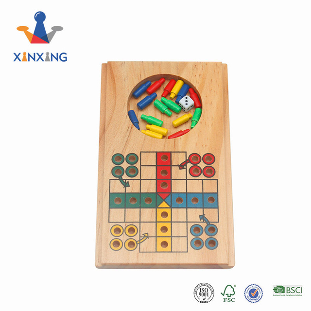 Mini Travel Indoor wooden game Ludo board game for promotion gift Chinese flying chess set.