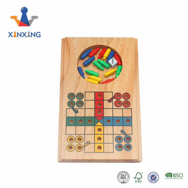 Mini Travel Indoor wooden game Ludo board game for promotion gift Chinese flying chess set.