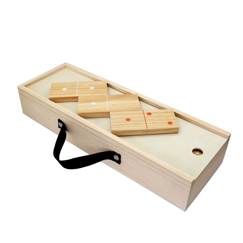 Wooden Dominoes with Multi-Color Dots 28 Piece Wood Domino Game Set for Kids Adults Family Outdoor Lawn Yard Games