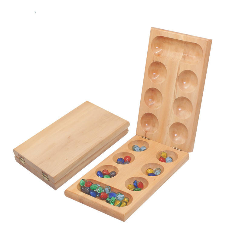 Wooden Foldable Mancala Game Mancala Board Game. 