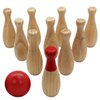 Backyard Lawn Bowling Game Family Fun for Kids and Adults 10 Wooden Pins, 2 Balls