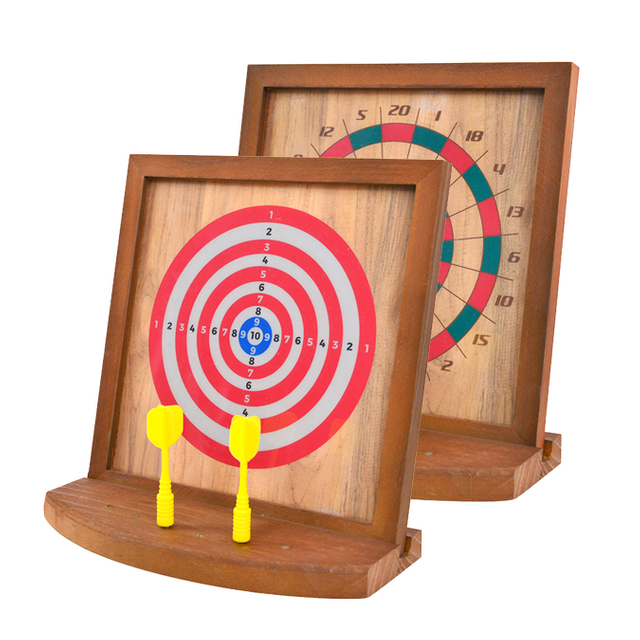  Wood Magnetic Tabletop Games Dart Tray Set.