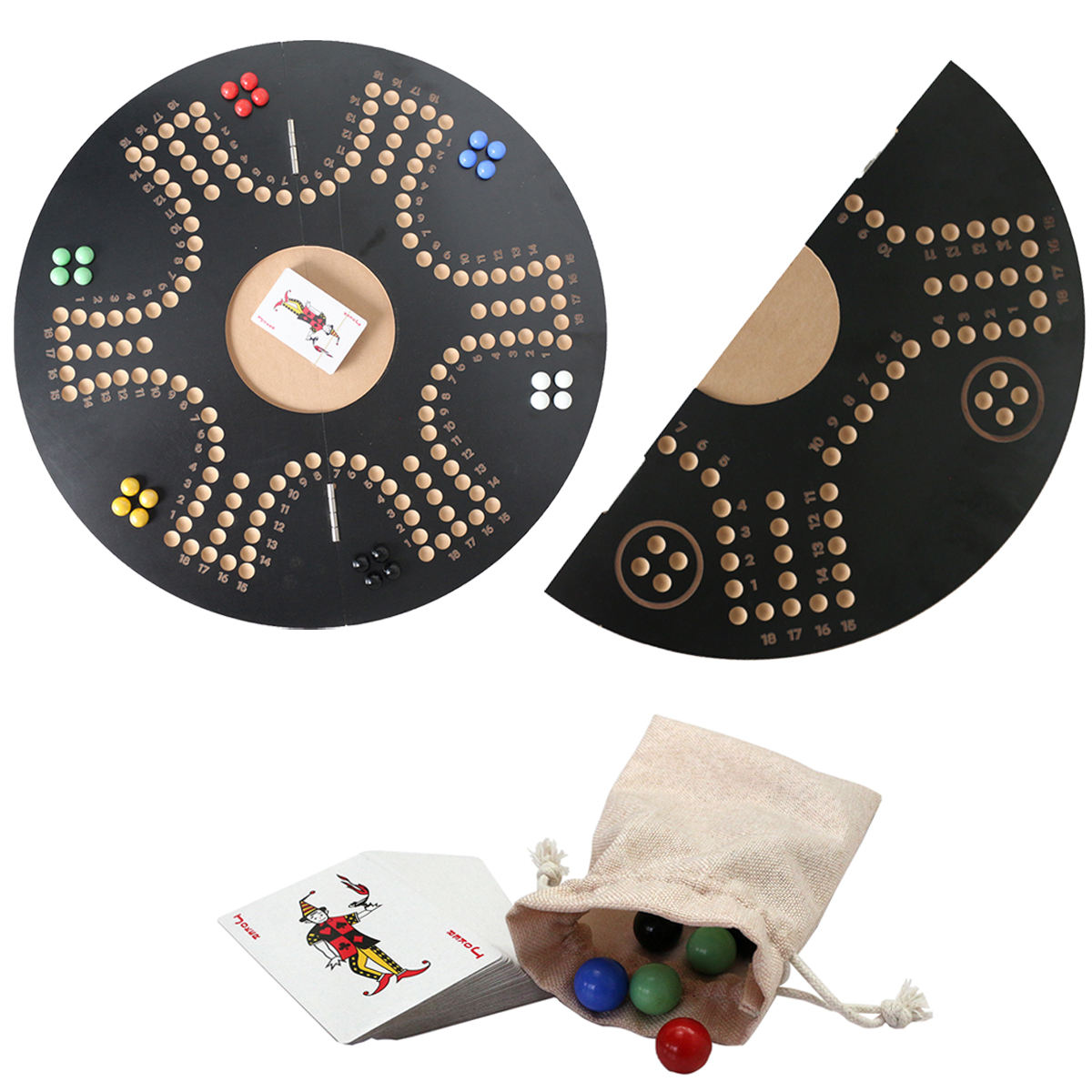  Original Classic Board Marble Game Double Sided Painted 2 to 6 Player Wooden Table Game for Parties Foldable Game Set