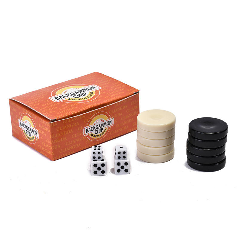 Custom High Quality Cardboard Box 3.2cm Black And Ivory Backgammon pieces Checkers Chips Set Backgammon Checkers.