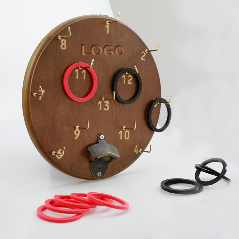 Wooden Hookey Hook and Ring Toss Game Set Fun Game Wall Hanging Hook and Ring Game for Kids and Adults