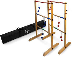 Wooden Ladder Toss Double Wooden Ladder Ball Game with Finished Wood And Durable Nylon Carrying Case