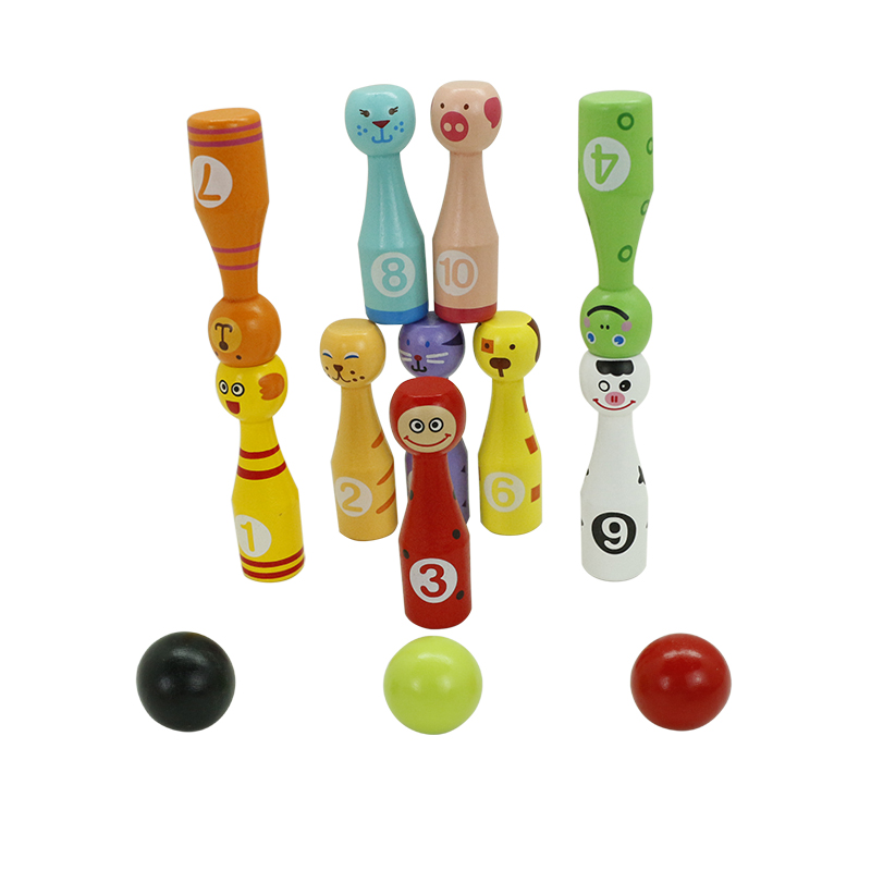 Carton Custom Colorful Bowling Set Pins With Wooden Balls for Indoor & Outdoor Sports Bowling Games