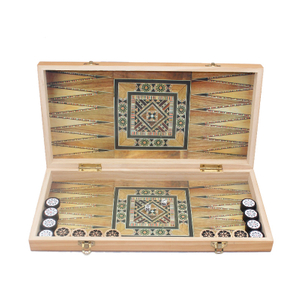 Wooden Backgammon Set, 15.75 inches Portable Classic Board Strategy Game,Travel Backgammon Board Game for Adults and Kids