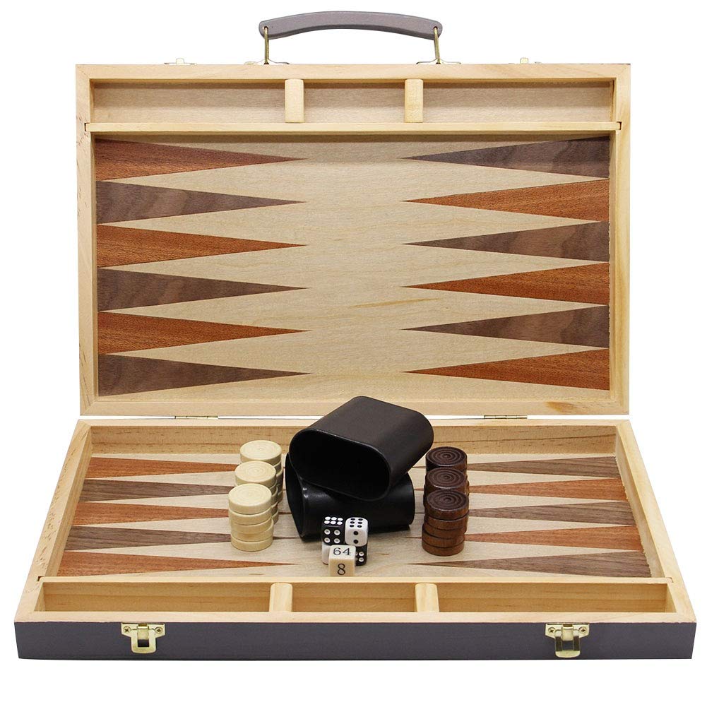 new production foldable Wooden Inlaid Backgammon With Dice with plywood 