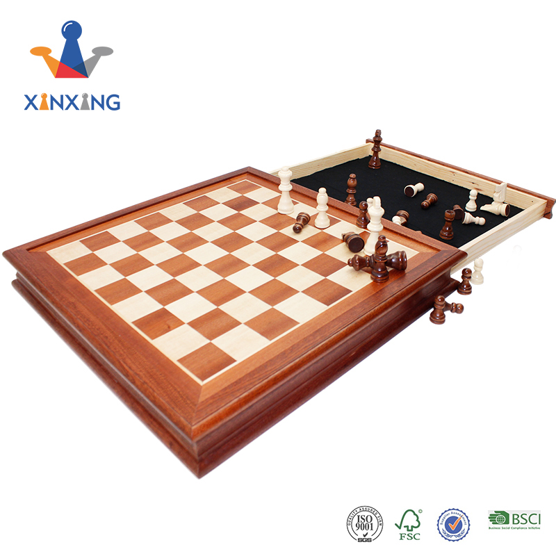 Drawer Type Wooden Chess Box with Exquisite Pieces Suitable for Children And Adults
