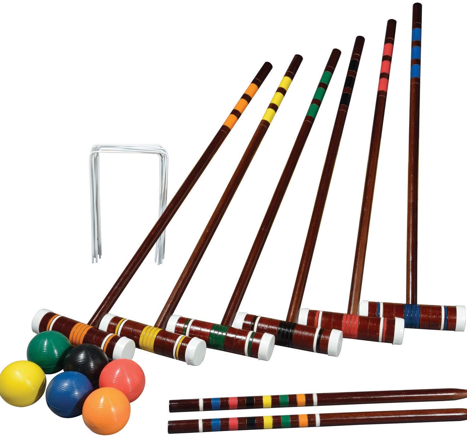 Six-Player Croquet Set with Wooden Mallets, Colored Balls, Sturdy Carrying Bag for Adults &Kids, Perfect for Lawn,Backyard,Park And More.