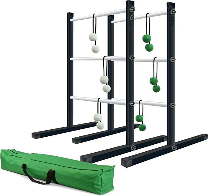 Ladder Golf Extreme Metal Tournament Edition Ladder Ball Tossing Game with 2 Metal Ladders and 2 Sets of Soft Rubber Bolas
