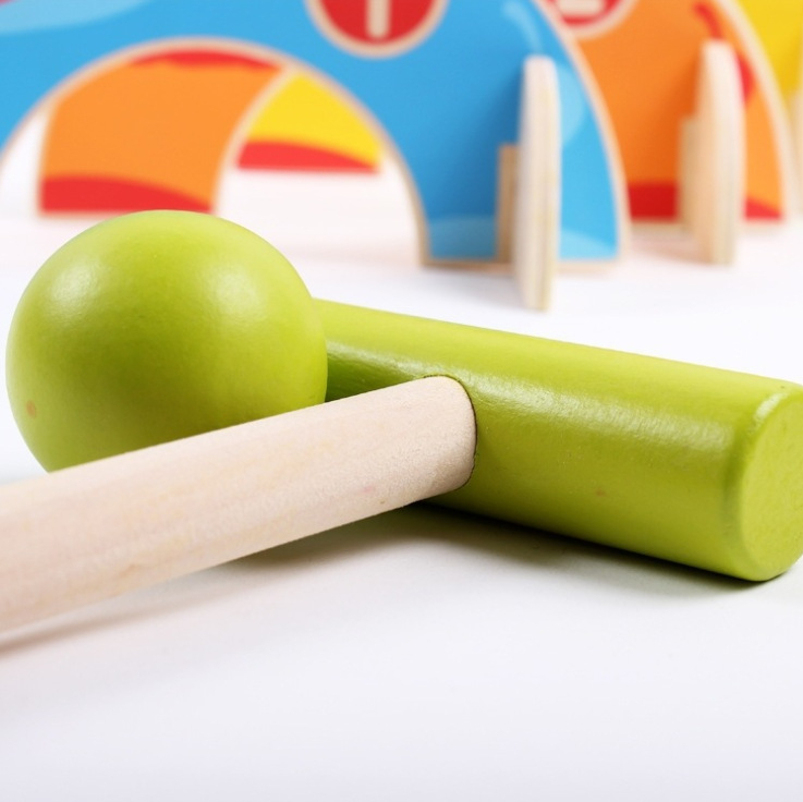 Animal Kawaii Wooden Croquet Set for Kids Mini Golf for Parent-Child Interaction Fun Play Indoor Outdoor Games for 6 7 8 9 Year