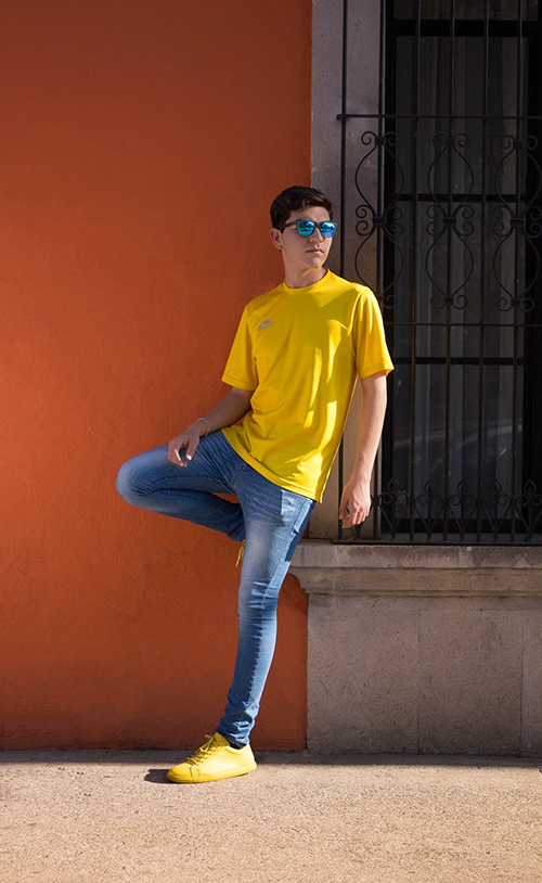 48-3-brightly colored T-shirt