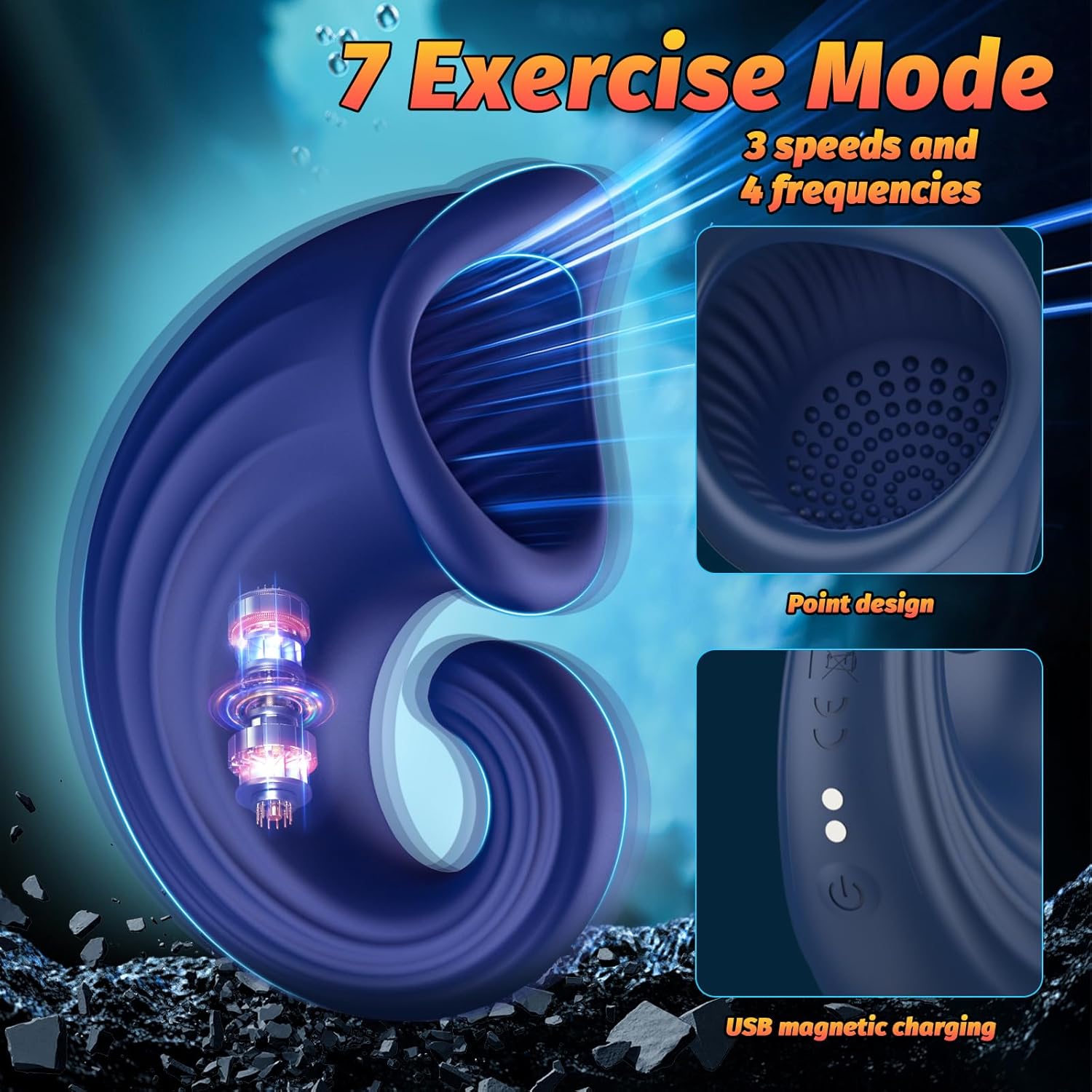 Enveloppement de perles en silicone &agrave; 360 degr&eacute;s, 10 vibrations tactiles
