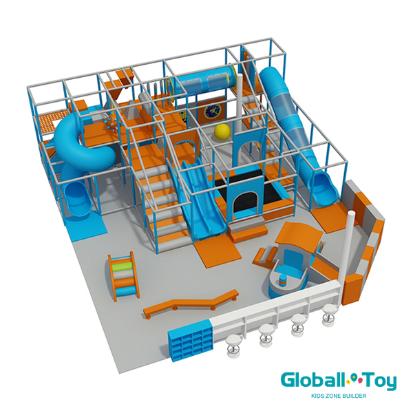 design de playground interno modular-área de recreação infantil-zona de trampolim