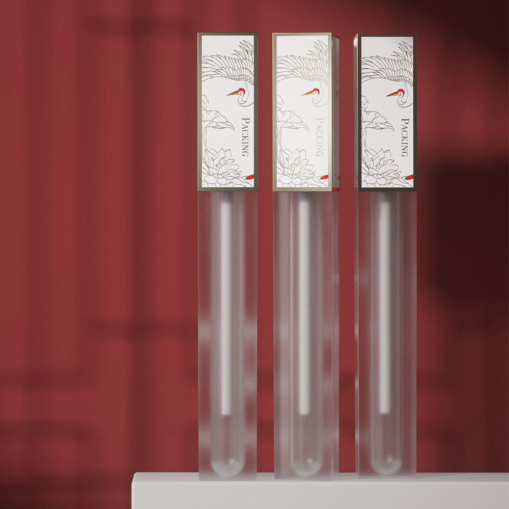 Tubo de brillo de labios personalizado transparente de color blanco de etiqueta privada de botella de brillo de labios vacío de 4 ml