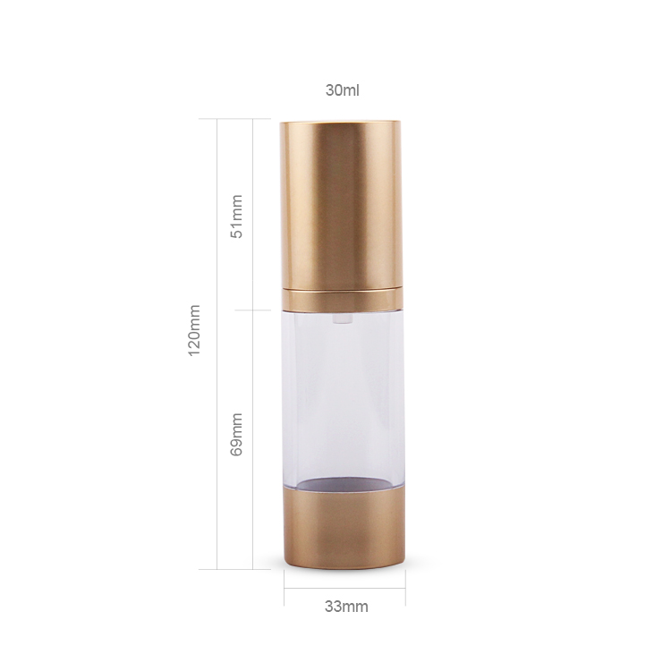 Envasado de cuidado personal Envasado de cosméticos AS PP PE 15/30/50ML Botella de bomba sin aire transparente Cosméticos Oro