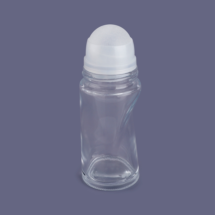 Il nuovo logo personalizzato di lusso squisito e colore 50 ml Diametro sfera 28,6 mm Altezza 110 mm Olio essenziale trasparente vuoto Antitraspirante Rotolo ricaricabile su bottiglia di vetro per profumo