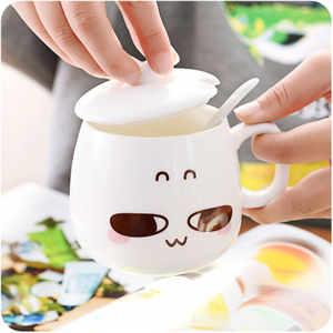 Creative Ceramic Mark Cup couple ceramic with cover personality sprout Expression Mug