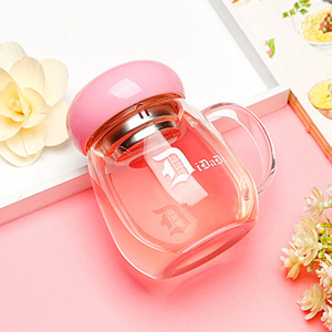  Office with cover Water Cup creative transparent flower tea cup portable cute Custom Tea glass