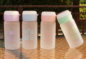 12oz Custom Logo Mini Kids high borosilicate Glass Water Bottles for School