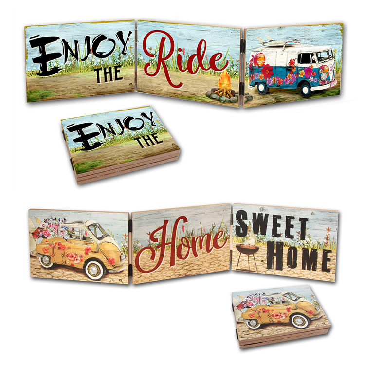 Custom Printing Wall Hanging Wood Sign Plates and Standing on the Table