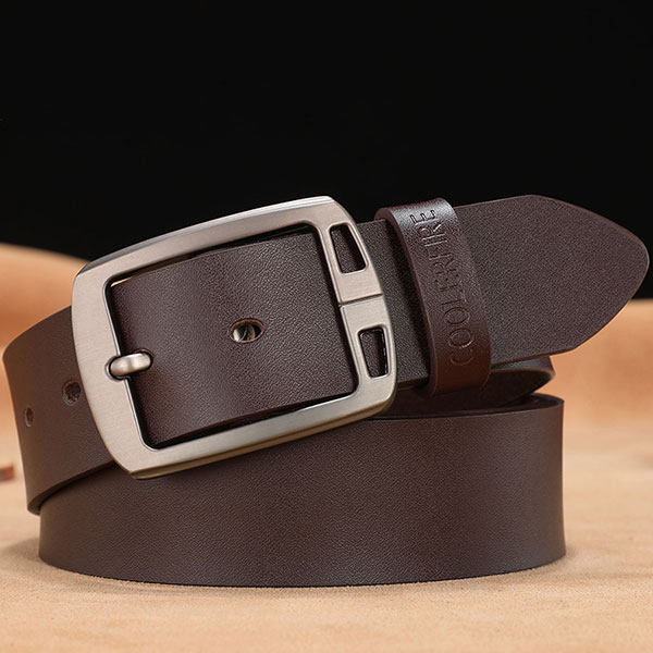 Men's leather pin buckle belt