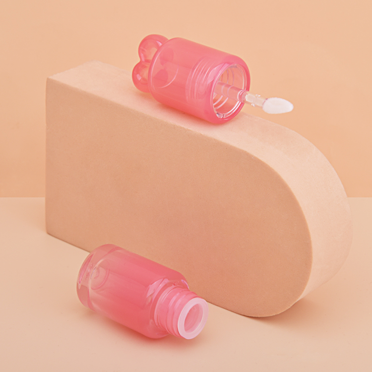 Tubo tamaño pequeño rosado transparente cuadrado personalizado del lustre del labio de la forma del corazón 3ml