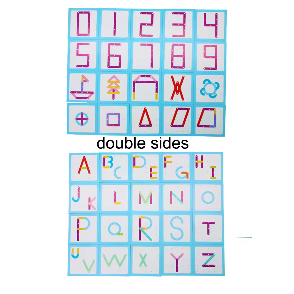 Wooden Montessori Nail Board Jigsaw Alphabet Puzzle Numbers Educational Learning Board for 3+ Years Old Preschool toy