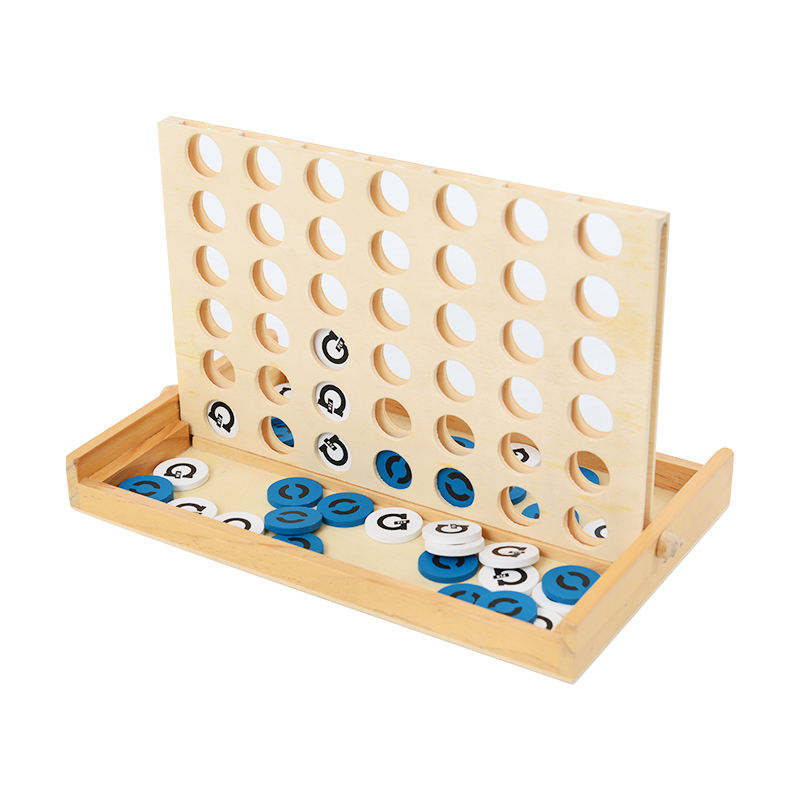 Wooden 4 in A Row Board Games 4 Connect Games for Travel Board Games Foldable Classic Family Fun Toy for Kids And Adults