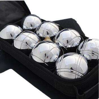 Bocce Ball Set 73mm Petanque Boules French Balls with 8 Silver Balls and Carry Bag for Outdoor Garden Beach Games.