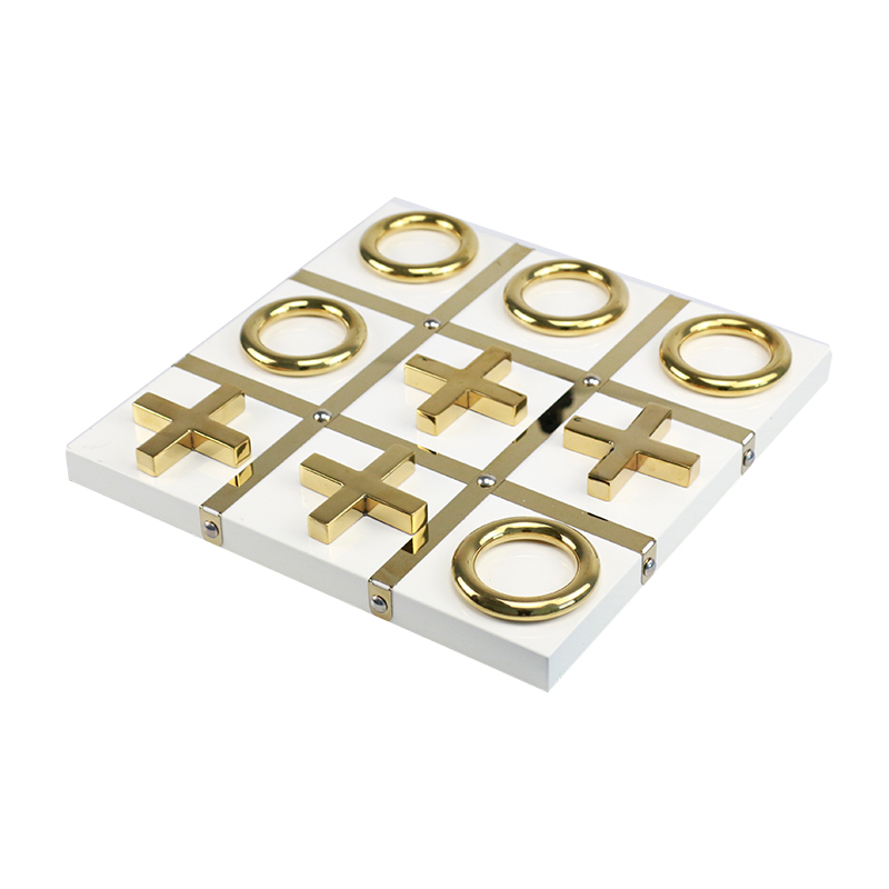  Custom Metal Tic Tac Toe Set Gold 13" x 13"