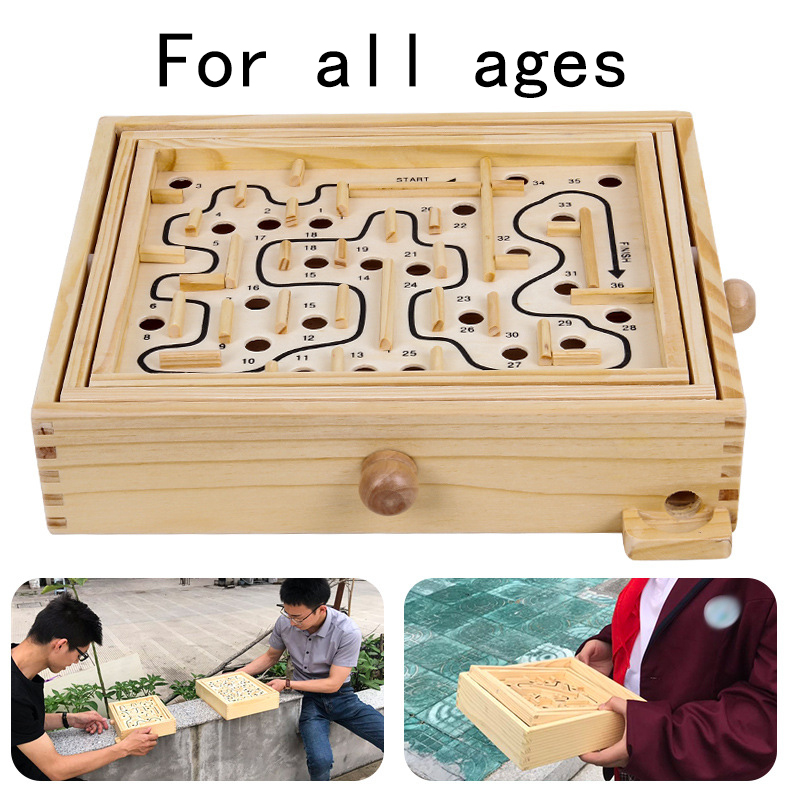 Labyrinth Wooden Maze Game with Two Steel Marbles Puzzle Game for Adults Boys and Girls.