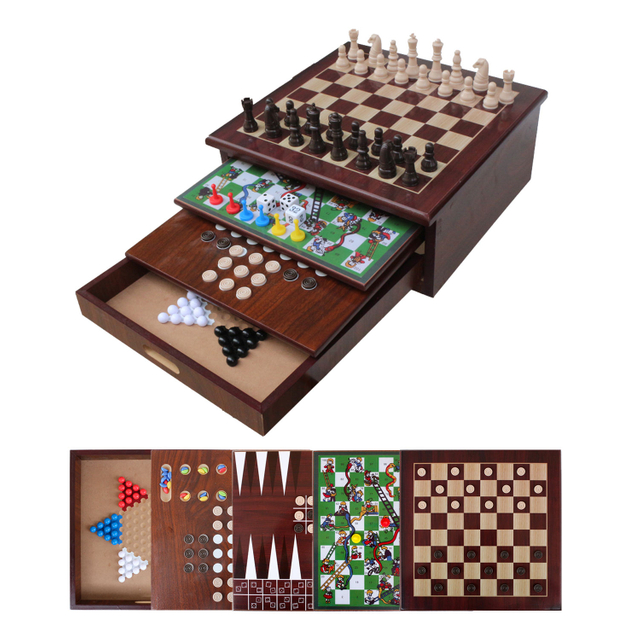 10 in 1 Board Game Set Travel-Friendly Family Games Backgammon Chinese Checkers Snakes and Ladders and More
