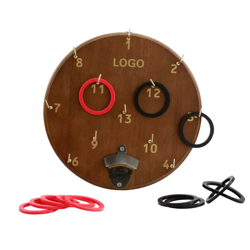 Wooden Hookey Hook and Ring Toss Game Set Fun Game Wall Hanging Hook and Ring Game for Kids and Adults