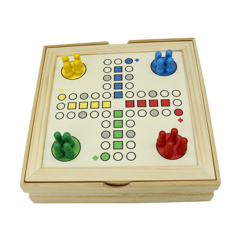  Multi-function Tabletop Wood Game Set Includes Chess set Checker Backgammon Ludo Domino Mikado etc board game