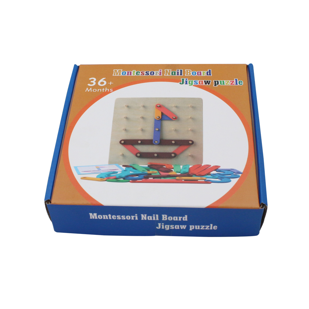 Wooden Montessori Nail Board Jigsaw Alphabet Puzzle Numbers Educational Learning Board for 3+ Years Old Preschool toy