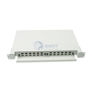 White 2U 24 puerto 19 pulgadas Rack Mount Slide Patch Panel ODF