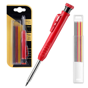 Solid Carpenter Pencil Set With 6 Refill Leads