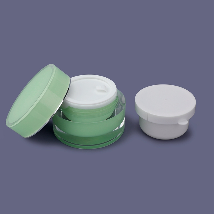 15mm 30mm 50mm Alta Qualidade Atacado Marca Própria Materiais Personalizados de Boa Qualidade Recarregável Biodegradável Substituível Parede Dupla Verde Acrílico Creme para os Olhos Recipiente Vazio