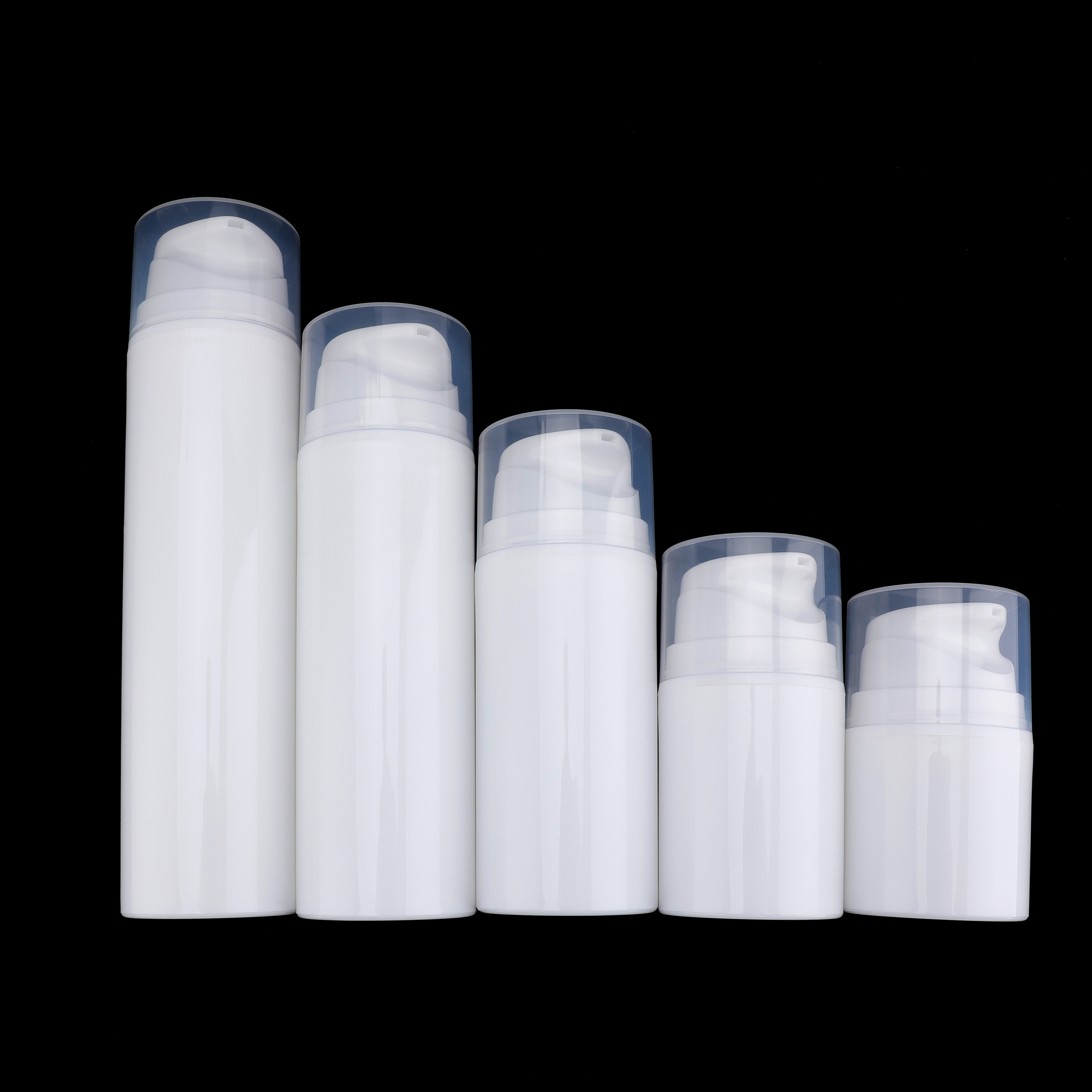 Airless 30ml 50ml 75ml PP PE Round Press Vacuum Bottles Cosmetic Packaging