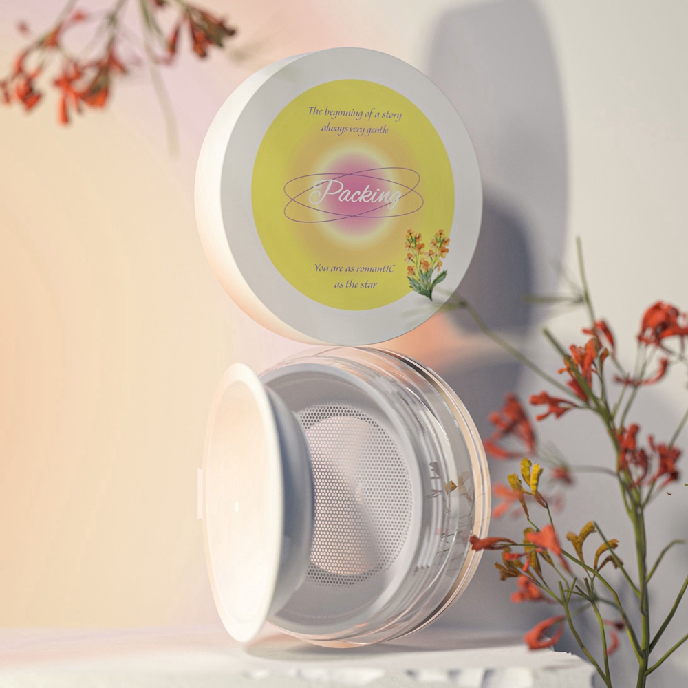 caja de polvo compacta vac&iacute;a redonda con espejo