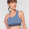 Blue At White Striped Ladies Sports Bra