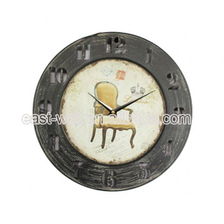 Black border Wood Round Wall Clock, Antique Wall Clock for Home Decoration